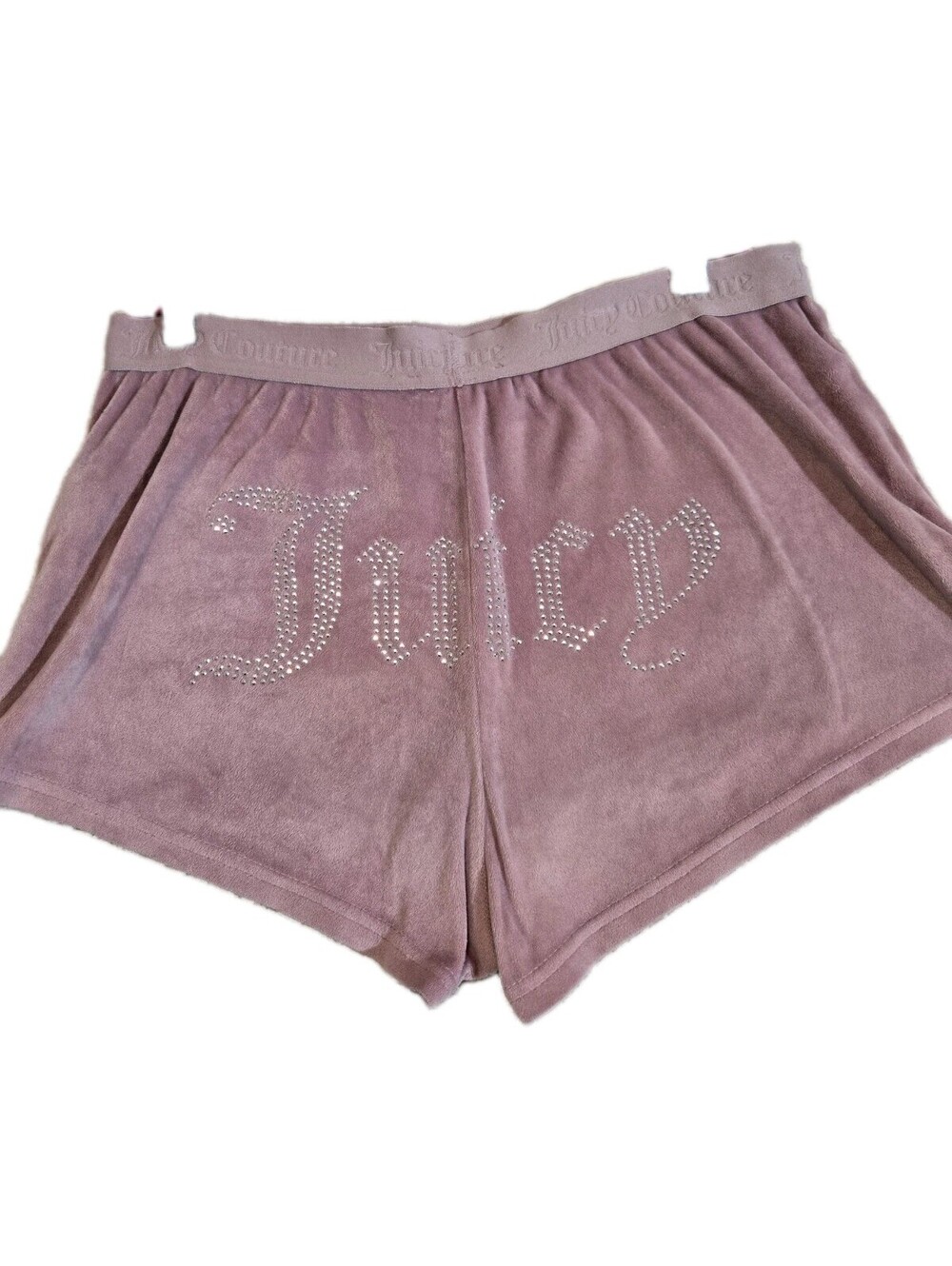 Juicy Couture Pink Velour Lounge Shorts Rhinestone Logo Sleepwear Pink L